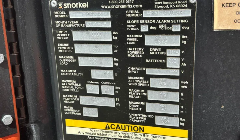 
								2015 Snorkel 4×4 46′ Boom Lift full									