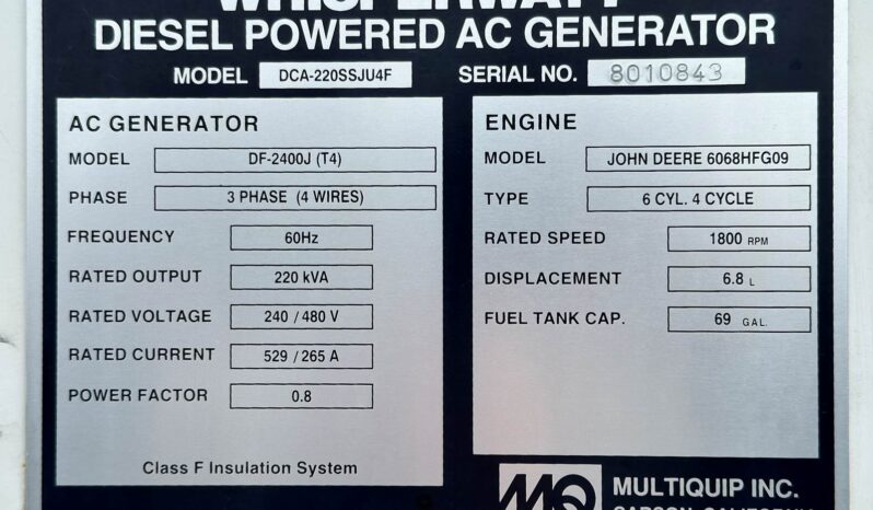 
								2015 MultiQuip 3 Phase Portable Generator full									