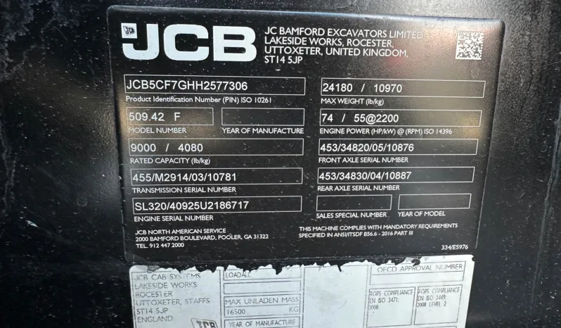 
								2017 JCB 509-42 Telehandler full									