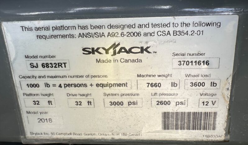 
								2018 SkyJack SJ6832RT Scissor Lift full									