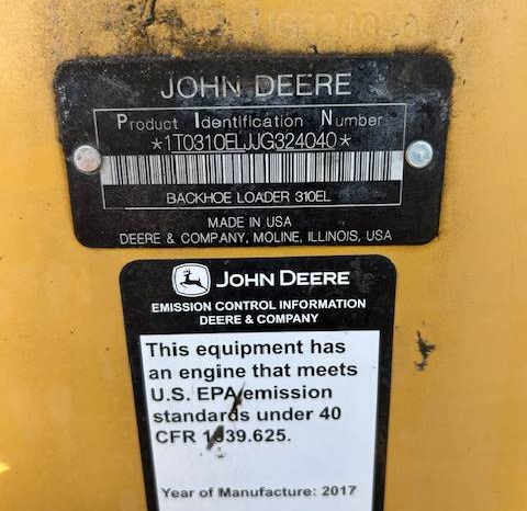 
								2018 JOHN DEERE 310 BACKHOE full									