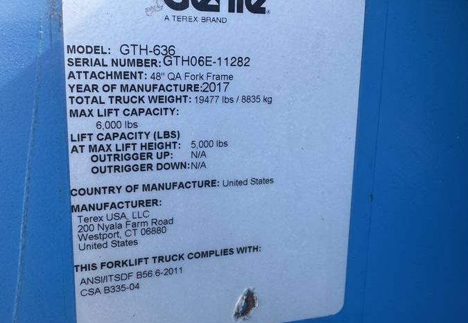 
								2017 Genie 636 Telehandler full									