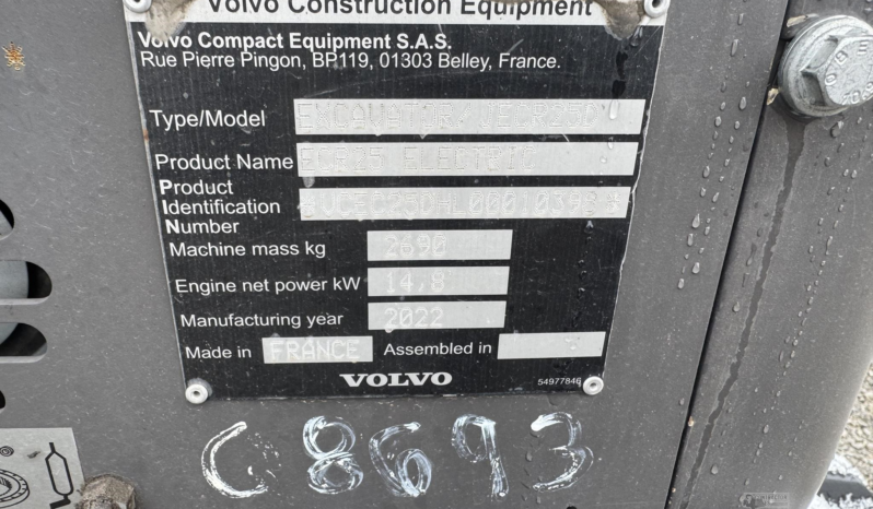 
								2022 VOLVO ECR25 Mini Excavator full									