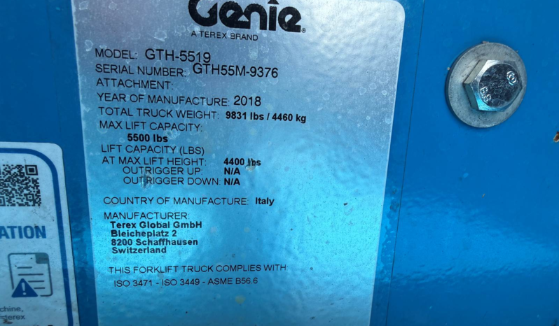 
								Used Telehandler Forklift 2018 Genie GTH-5519 5,500 LB 19′ Reach Telescopic Fork Lift full									